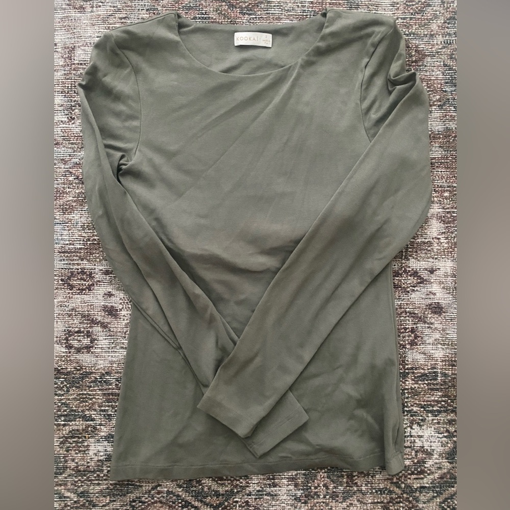 Kookai Green Fitted Long Sleeve T-shirt